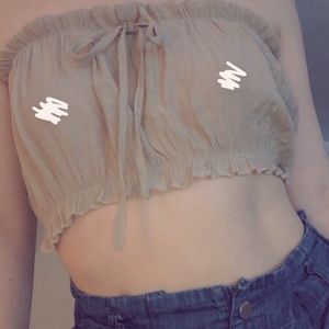 Sheer Tan Strapless Top